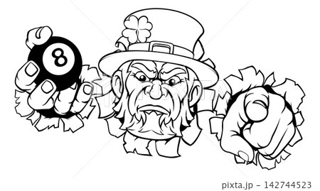 Leprechaun Celtic Irish Billiards Pool Ball Mascot Leprechaun Celtic Irish Billiards Pool Ball Mascot 142744523