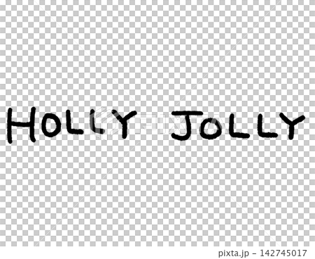 黑色手寫聖誕祝福語“HOLLY JOLLY”。 142745017