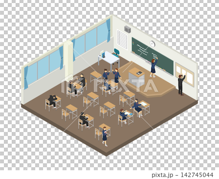 等距圖解:課間休息時的教室(中學生穿著冬季制服) 等距圖解:課間休息時的教室(中學生穿著冬季制服) 142745044