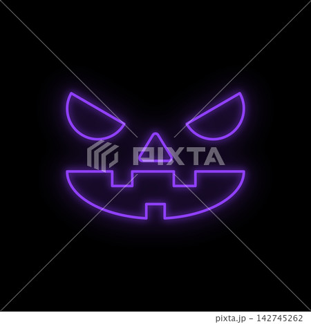 ジャック・オー・ランタン顔パーツ紫ネオンライト 不気味笑顔 ハロウィン・ホラー・怖い・かわいいなど ジャック・オー・ランタン顔パーツ紫ネオンライト 不気味笑顔 ハロウィン・ホラー・怖い・かわいいなど 142745262