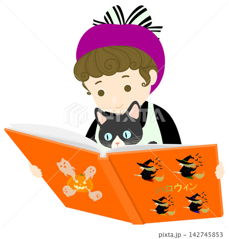 読書週間_本を読む子供と猫 読書週間_本を読む子供と猫 142745853