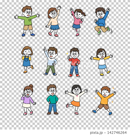兒童姿勢插圖 142746264