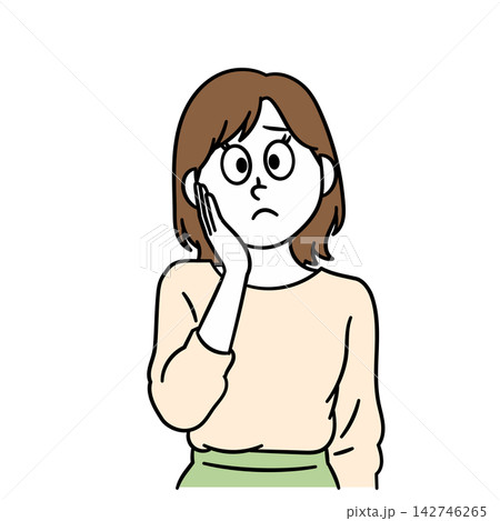 困る・悩む女性のイラスト素材 142746265