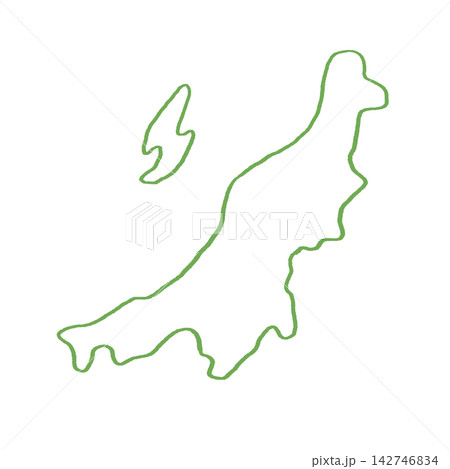 手描き 線画の新潟県 地図のイラスト 手描き 線画の新潟県 地図のイラスト 142746834