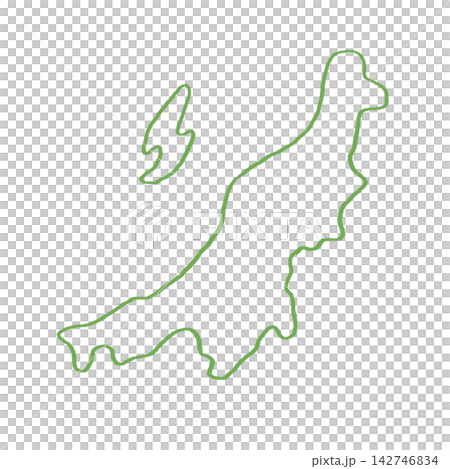 新潟縣地圖的手繪線條藝術插圖 142746834