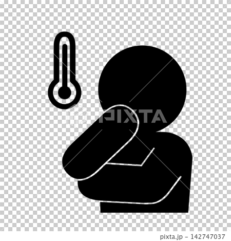 A simple pictogram showing a person thinking about body temperature or ambient temperature, or someone concerned about temperature. A simple pictogram showing a person thinking about body temperature or ambient temperature, or someone concerned about temperature. 142747037