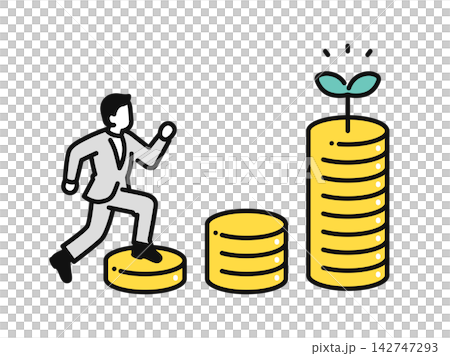 Simple vector illustration icon of a businessman building wealth. Simple vector illustration icon of a businessman building wealth. 142747293