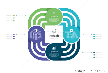 Business Infographic Circle 4 Step Chart Template, Presentation Diagram Vector with Icon Elements Illustration. 142747337