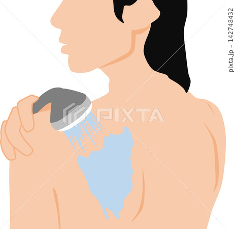 シャワーを浴びる女性のイラスト シャワーを浴びる女性のイラスト 142748432