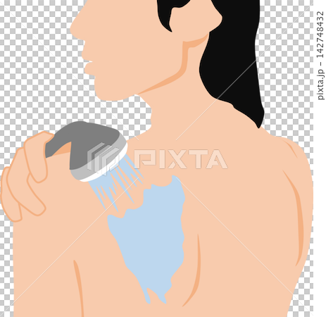 シャワーを浴びる女性のイラスト シャワーを浴びる女性のイラスト 142748432