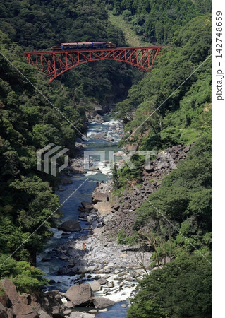第一白川橋梁を渡る南阿蘇鉄道トロッコ列車ゆうすげ号 142748659