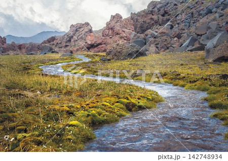 small stones on the mountain river small stones on the mountain river 142748934