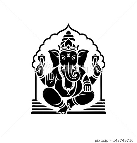 Lord Ganesha Black Silhouette Vector Art Design Lord Ganesha Black Silhouette Vector Art Design 142749716