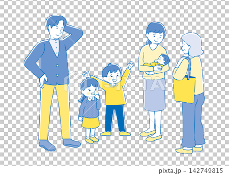 Family outing full-body illustration 2C Family outing full-body illustration 2C 142749815