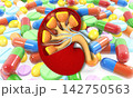 Kidney anatomy on medicine pills background 142750563