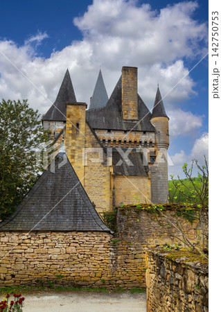 Chateau de Clerans in Saint-Leon-sur-Vezere, France. Historical medieval stone castle under daylight 142750753