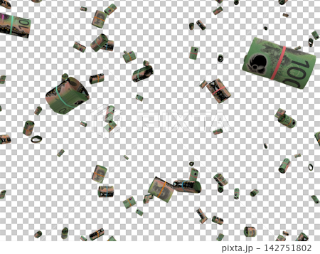 Floating Scattered Rolled Up Money Banknotes Transparent Overlay Australian Dollar. Floating Scattered Rolled Up Money Banknotes Transparent Overlay Australian Dollar. 142751802