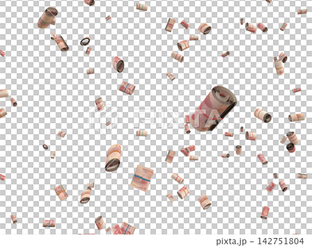 Floating Scattered Rolled Up Money Banknotes Transparent Overlay Chinese Yuan Floating Scattered Rolled Up Money Banknotes Transparent Overlay Chinese Yuan 142751804