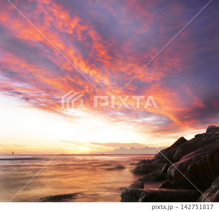 beautiful sunset on the beach beautiful sunset on the beach 142751817