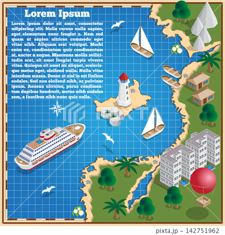 Tropical Coast. View from above. Vector illustration. Tropical Coast. View from above. Vector illustration. 142751962