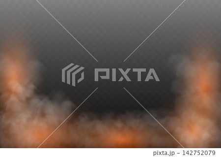 Fiery orange smoke or fog rising with glow effect on transparent background Fiery orange smoke or fog rising with glow effect on transparent background 142752079
