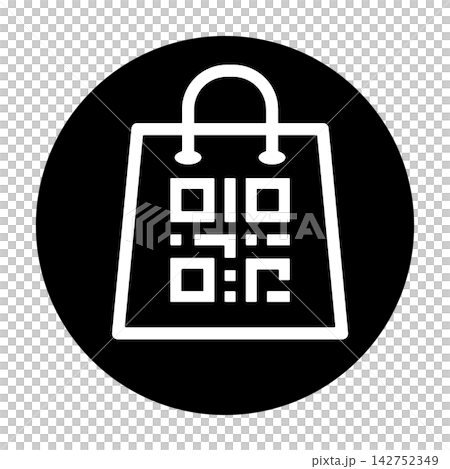 Shopping bag and QR code icon Shopping bag and QR code icon 142752349
