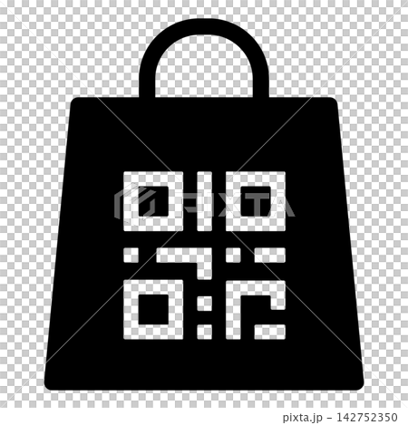 Shopping bag and QR code icon Shopping bag and QR code icon 142752350