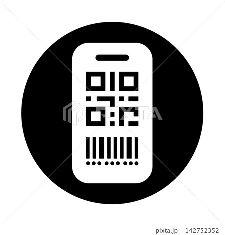 スマホに表示されたQRコードとバーコード アイコン スマホに表示されたQRコードとバーコード アイコン 142752352