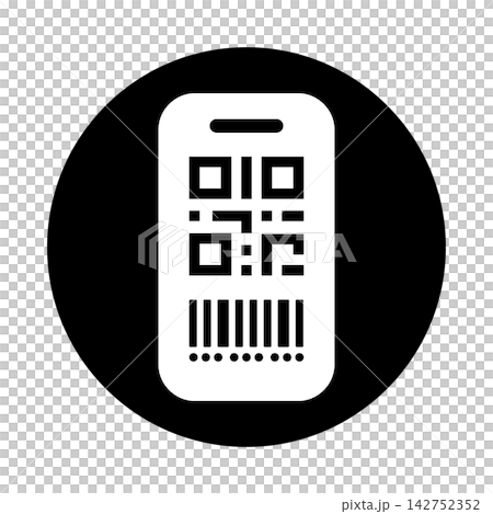 スマホに表示されたQRコードとバーコード アイコン スマホに表示されたQRコードとバーコード アイコン 142752352
