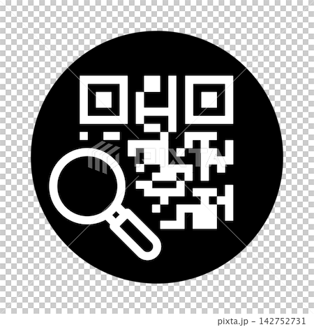 Magnifying glass QR code icon Magnifying glass QR code icon 142752731