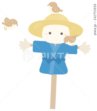 すずめとかかしのかわいいイラスト すずめとかかしのかわいいイラスト 142753916