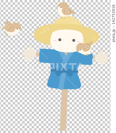 すずめとかかしのかわいいイラスト すずめとかかしのかわいいイラスト 142753916