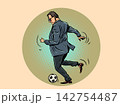 Pop Art Retro An office man plays football. Sport unites the world. A football club coach. 142754487