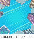 Pop Art Retro View of the city skyscrapers. Business success. Space for advertising. 142754499