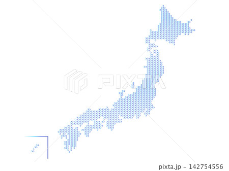 青グラデーション円形模様の日本地図 青グラデーション円形模様の日本地図 142754556