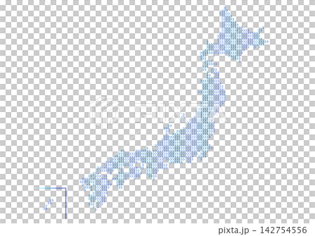 青グラデーション円形模様の日本地図 青グラデーション円形模様の日本地図 142754556