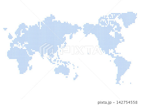 青グラデーション円形模様の世界地図(日本中心) 142754558
