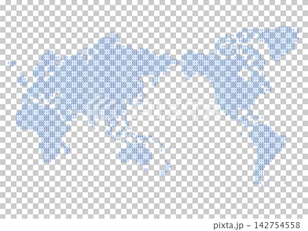 青グラデーション円形模様の世界地図(日本中心) 142754558