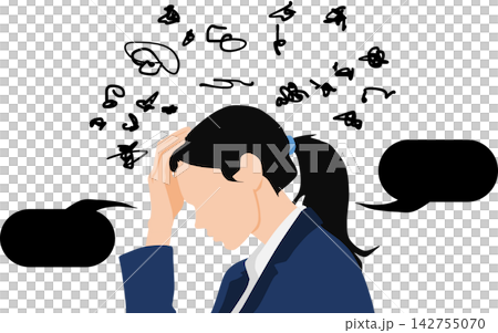 仕事に悩むビジネスウーマンのイラスト 仕事に悩むビジネスウーマンのイラスト 142755070