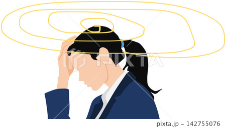 仕事に悩むビジネスウーマンのイラスト 142755076