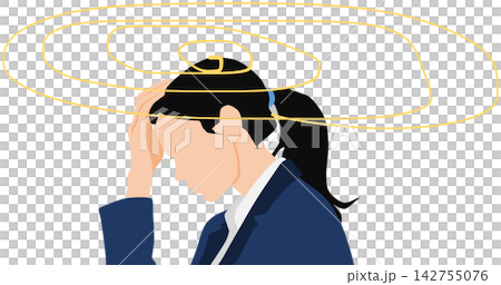仕事に悩むビジネスウーマンのイラスト 142755076