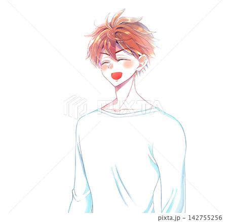 男子学生　笑顔　白T 142755256