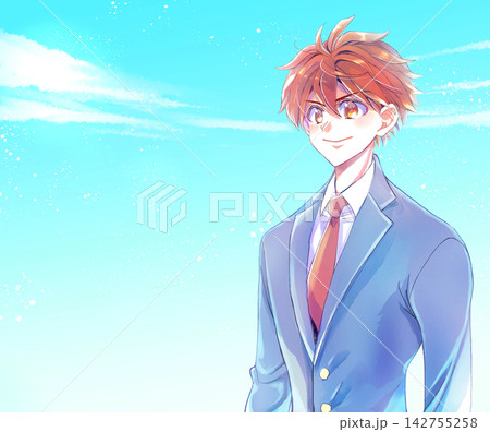 男子学生　やる気　青空 142755258