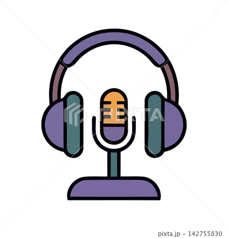 Simple, modern vector icon representing audio equipment and sound technology. Simple, modern vector icon representing audio equipment and sound technology. 142755830
