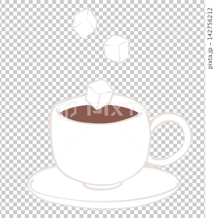 Illustration of putting sugar in coffee Illustration of putting sugar in coffee 142756212