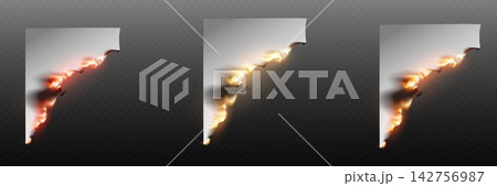 Paper document burning from the edge, showing fire and smoke effect Paper document burning from the edge, showing fire and smoke effect 142756987