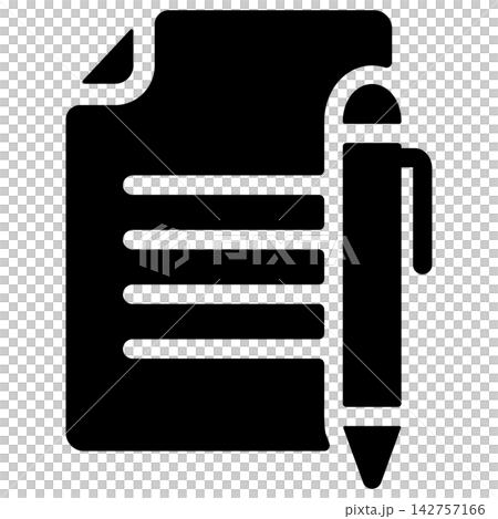Pen and text file icon Pen and text file icon 142757166