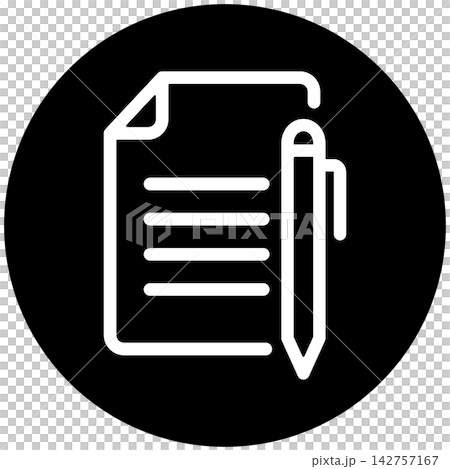 Pen and text file icon Pen and text file icon 142757167