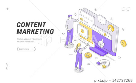 Content Marketing And Social Media Strategy Isometric Vector Illustration Banner Template Content Marketing And Social Media Strategy Isometric Vector Illustration Banner Template 142757269