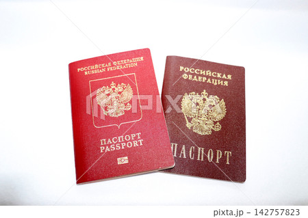 Russian international and domestic passports on a white background Russian international and domestic passports on a white background 142757823